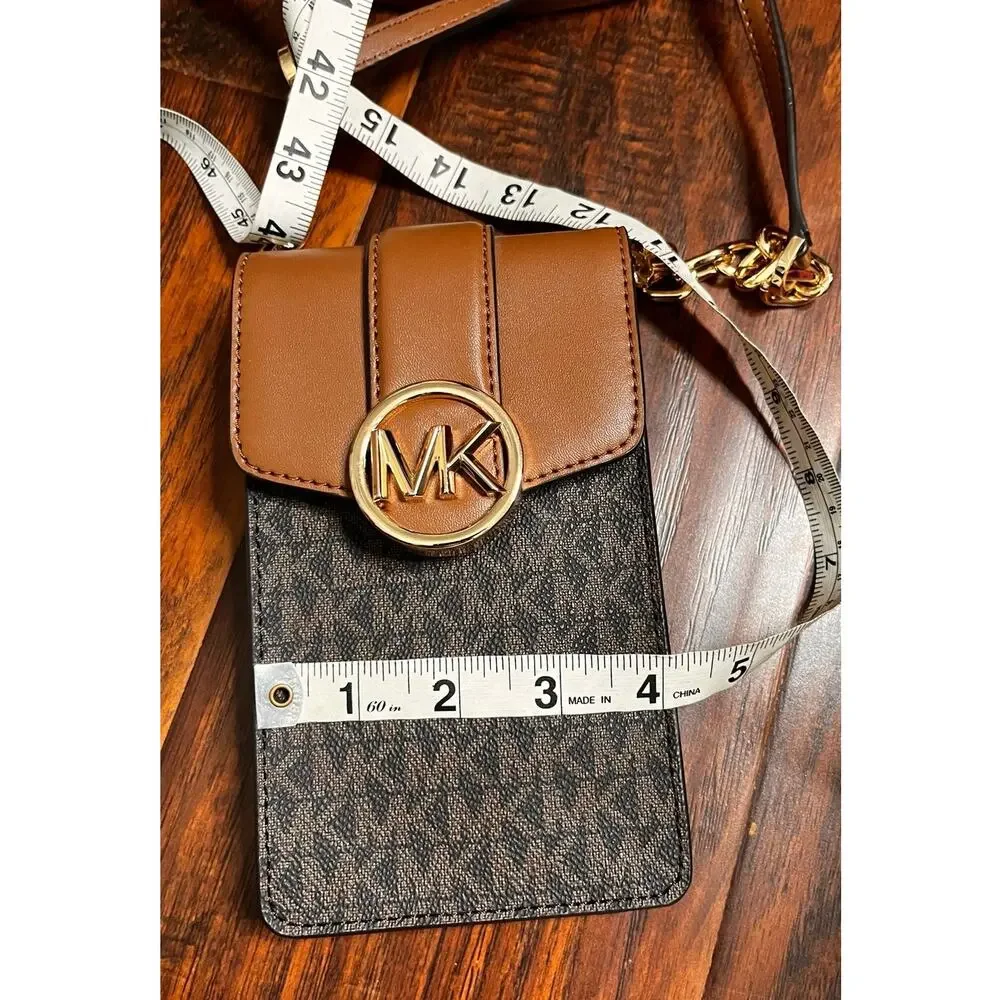 Michael Kors Fulton Sport Logo Crossbody Phone Wallet Bag Brown Leather